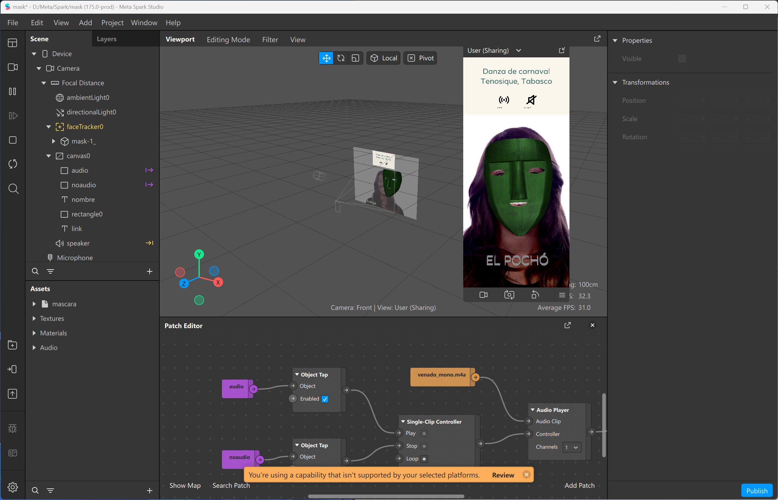 Máscara de carnaval, Pochó